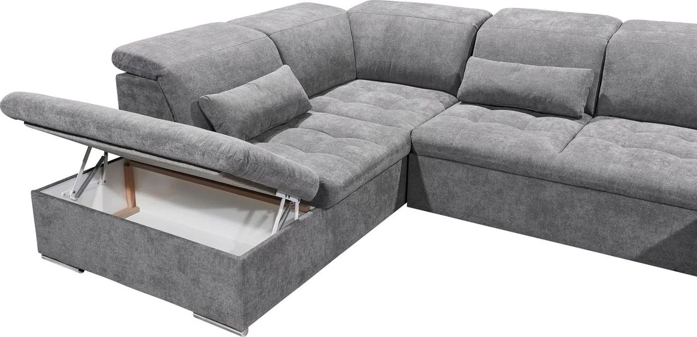 ED EXCITING DESIGN Wohnlandschaft U-Form mit Bettfunktion Grau - Bild 5