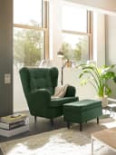 ED EXCITING DESIGN Hocker Oskar Dunkelgrün mit Massivholzfüßen Bild 1