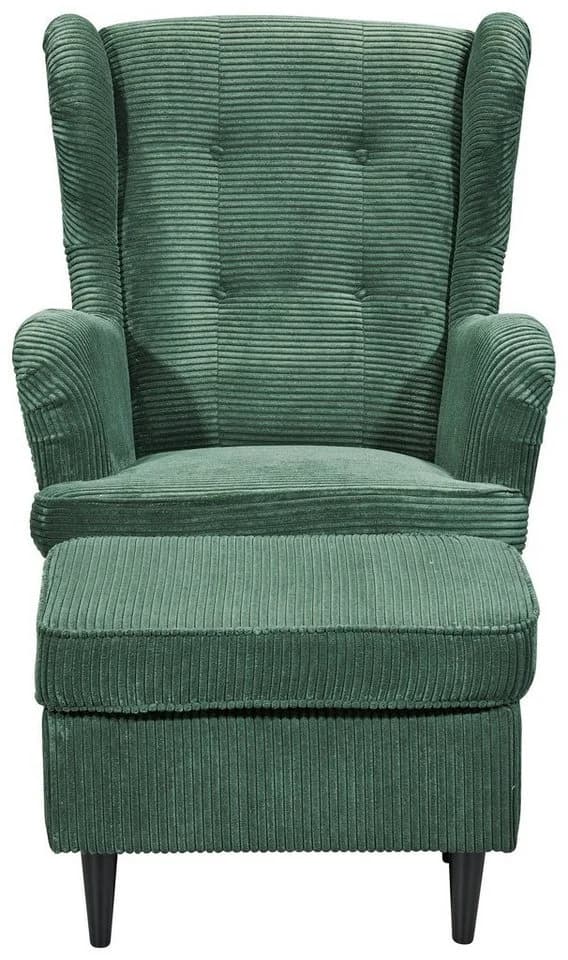 ED EXCITING DESIGN Hocker Oskar Dunkelgrün mit Massivholzfüßen - Bild 3