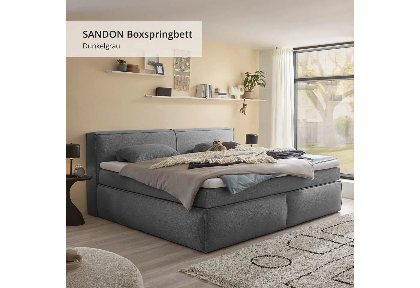 Boxspringbett Sandon Familienbett 240x200 cm Dunkelgrau - Bild 4