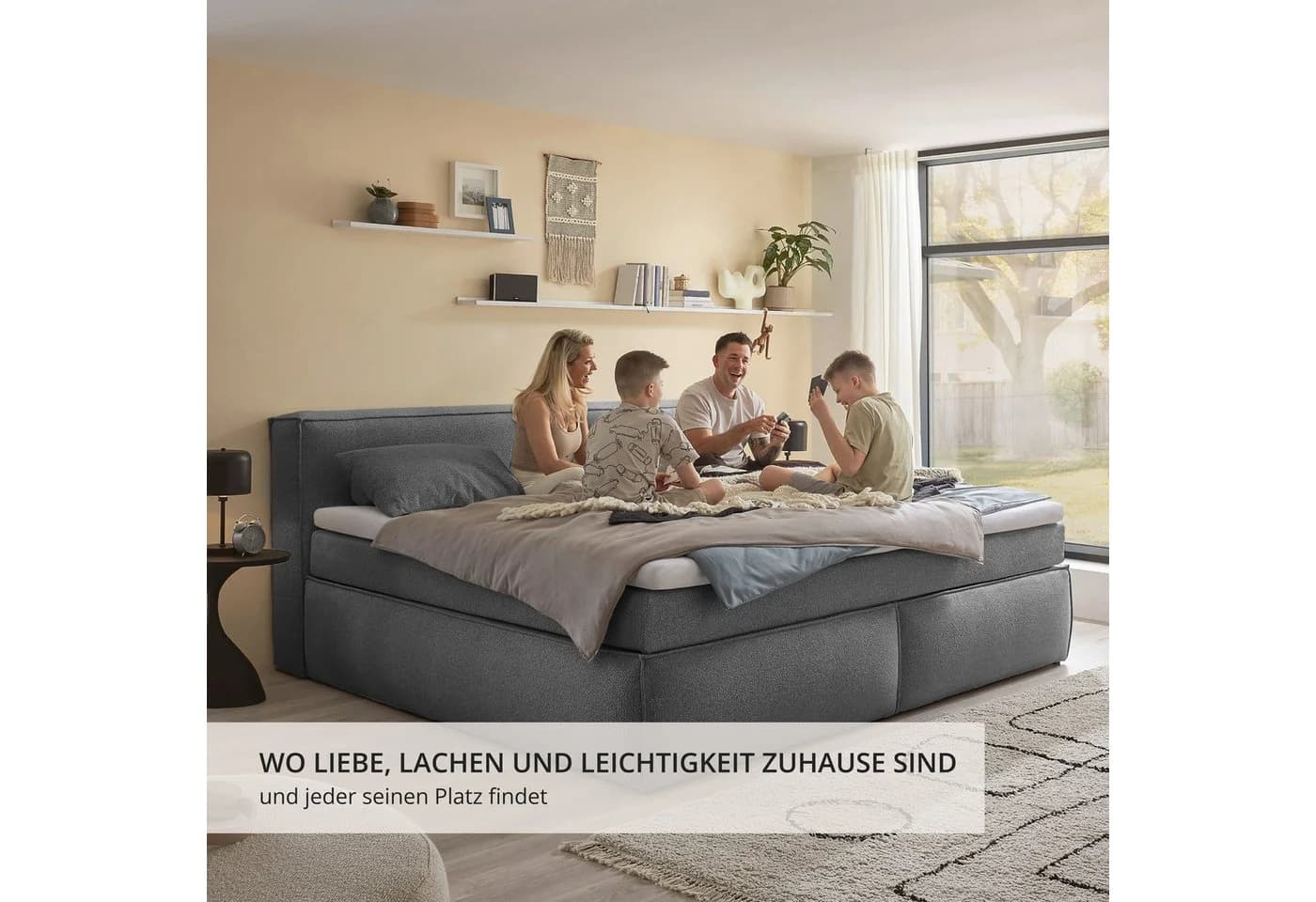 Boxspringbett Sandon Familienbett 240x200 cm Dunkelgrau - Bild 5