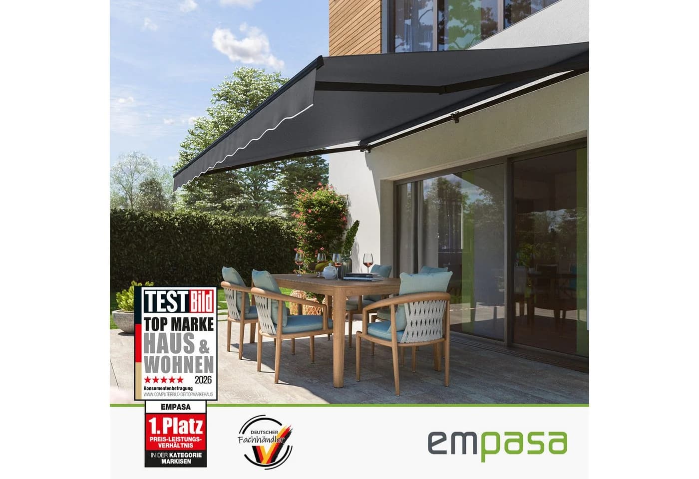 empasa Gelenkarmmarkise START PLUS elektrisch weiß/anthrazit
