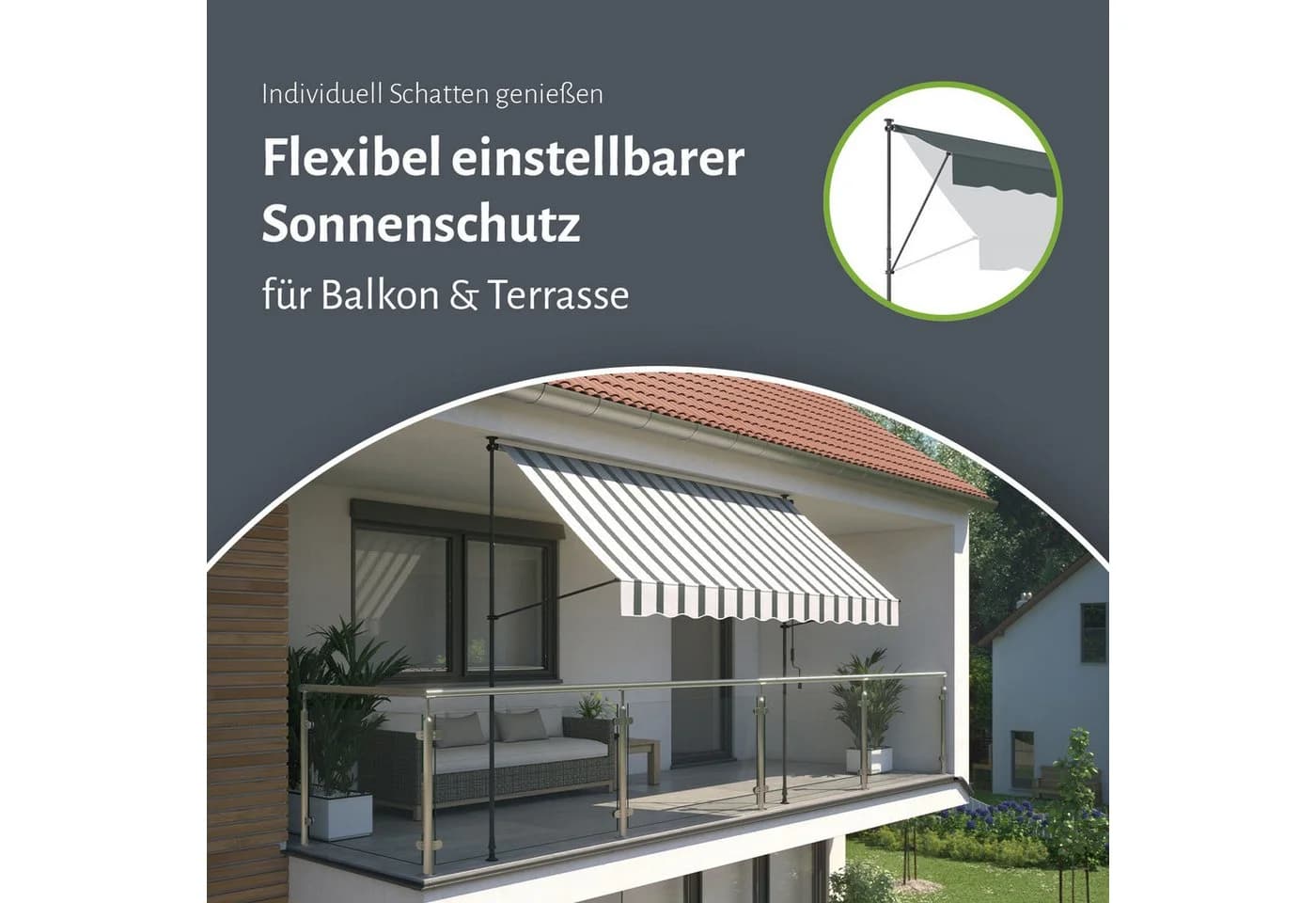 empasa Klemmmarkise ILANGA Weiß/Anthrazit UV-beständig Höhenverstellbar