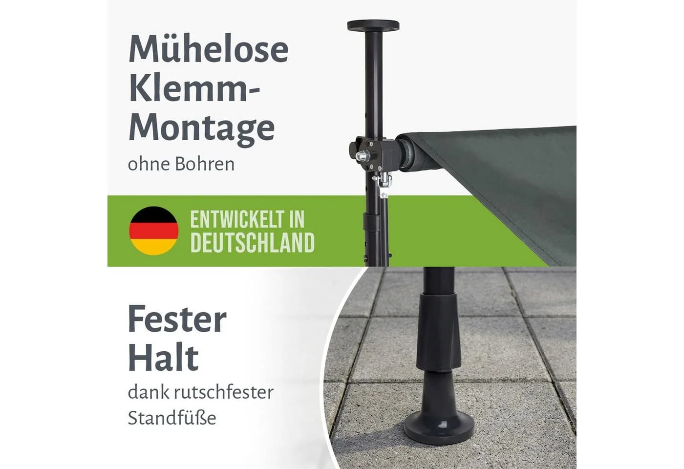 empasa Klemmmarkise ILANGA Weiß/Anthrazit UV-beständig Höhenverstellbar - Bild 3