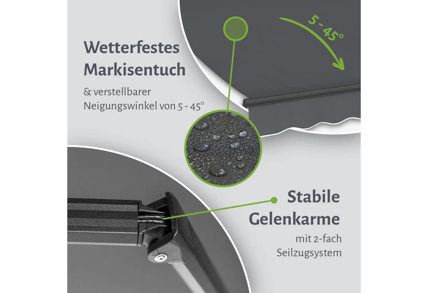 empasa Gelenkarmmarkise START PLUS weiß/anthrazit gestreift mit Fernbedienung - Bild 3