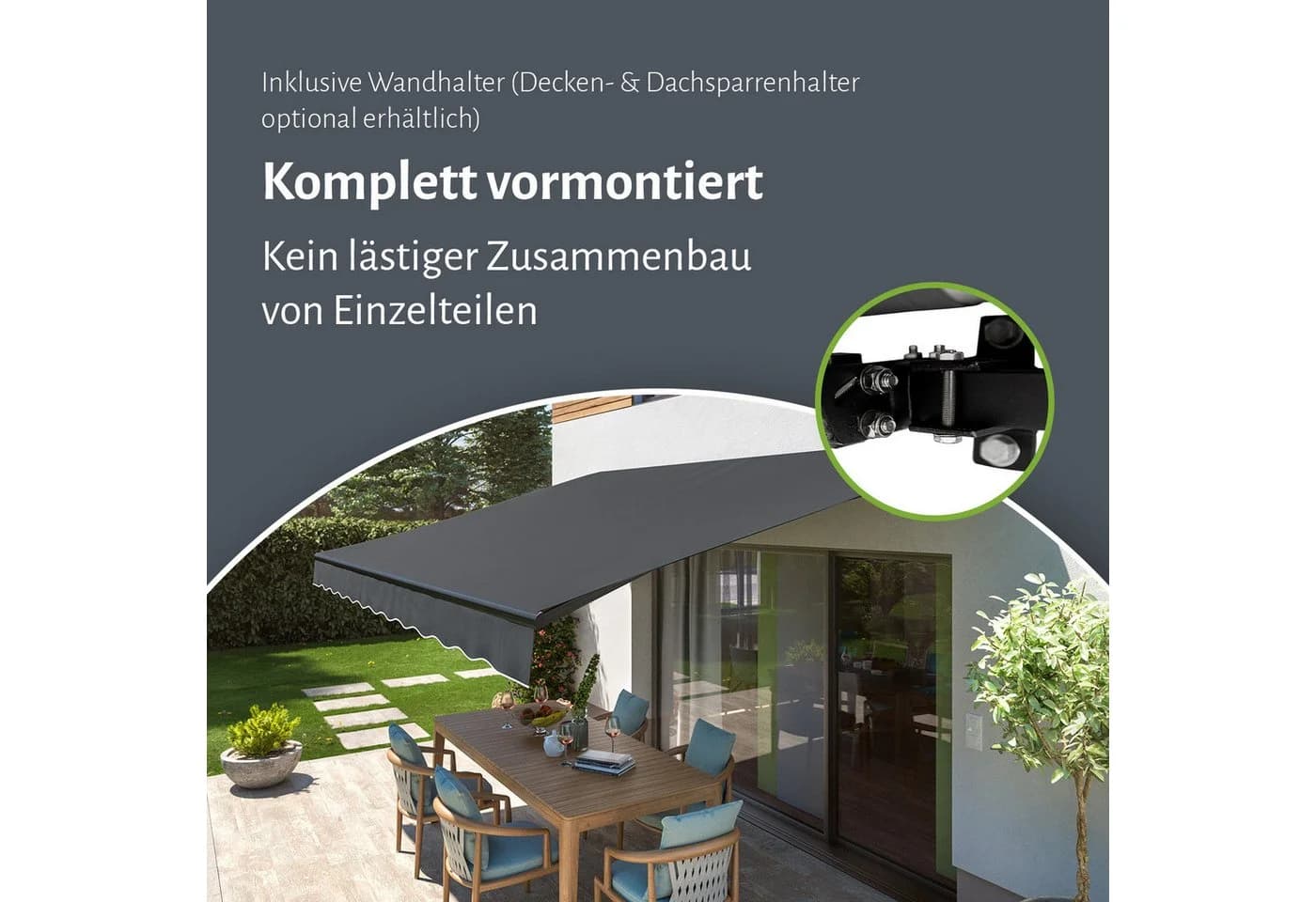 empasa Gelenkarmmarkise START PLUS weiß/anthrazit gestreift mit Fernbedienung - Bild 5