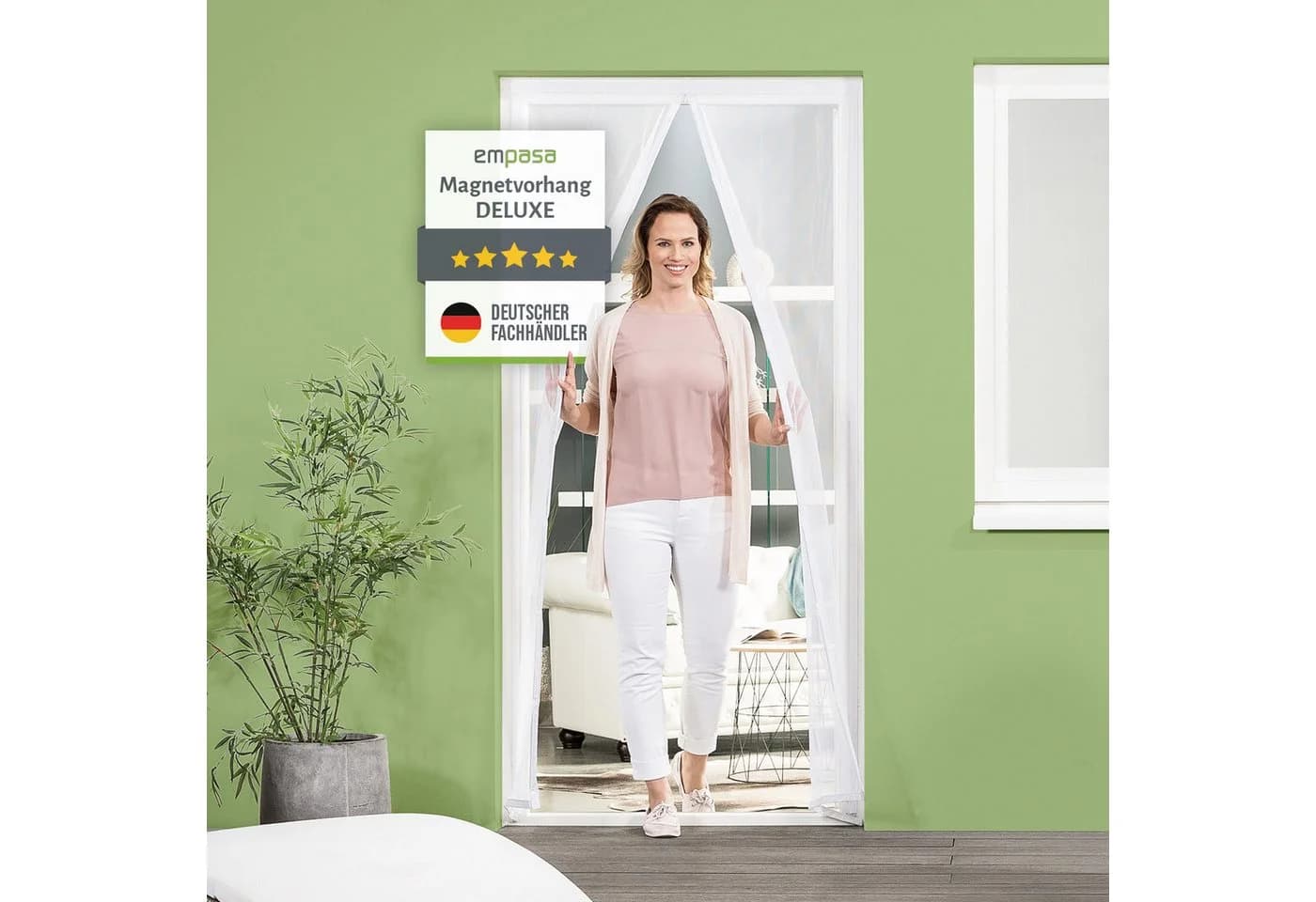 empasa Insektenschutz-Vorhang DELUXE Weiß Polyester mit Magnetverschluss - Bild 2