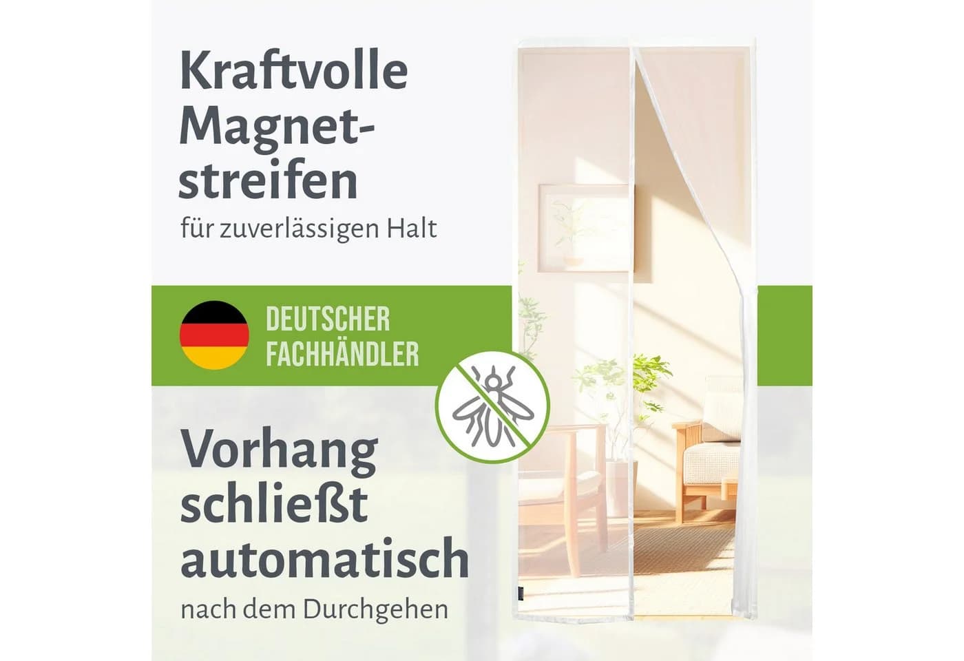 empasa Insektenschutz-Vorhang DELUXE Weiß Polyester mit Magnetverschluss - Bild 3