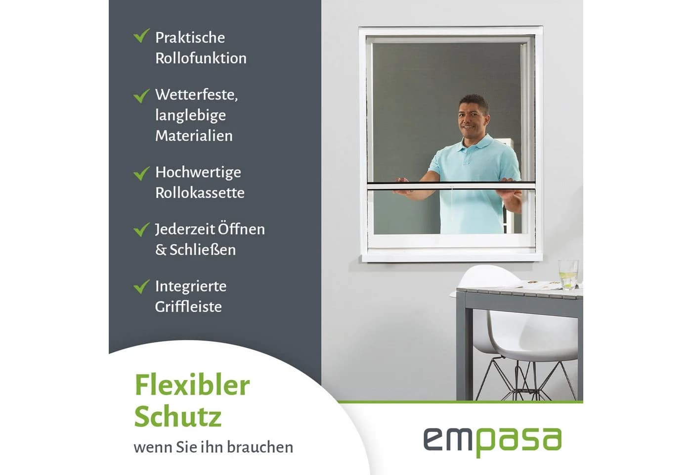 empasa Insektenschutz-Fensterrahmen Rollo CLASSIC, Fiberglas-Gewebe - Bild 4