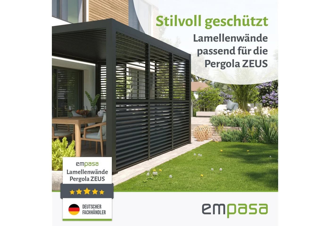 empasa Lamellenseitenwand ZEUS Anthrazit Aluminium - Bild 5