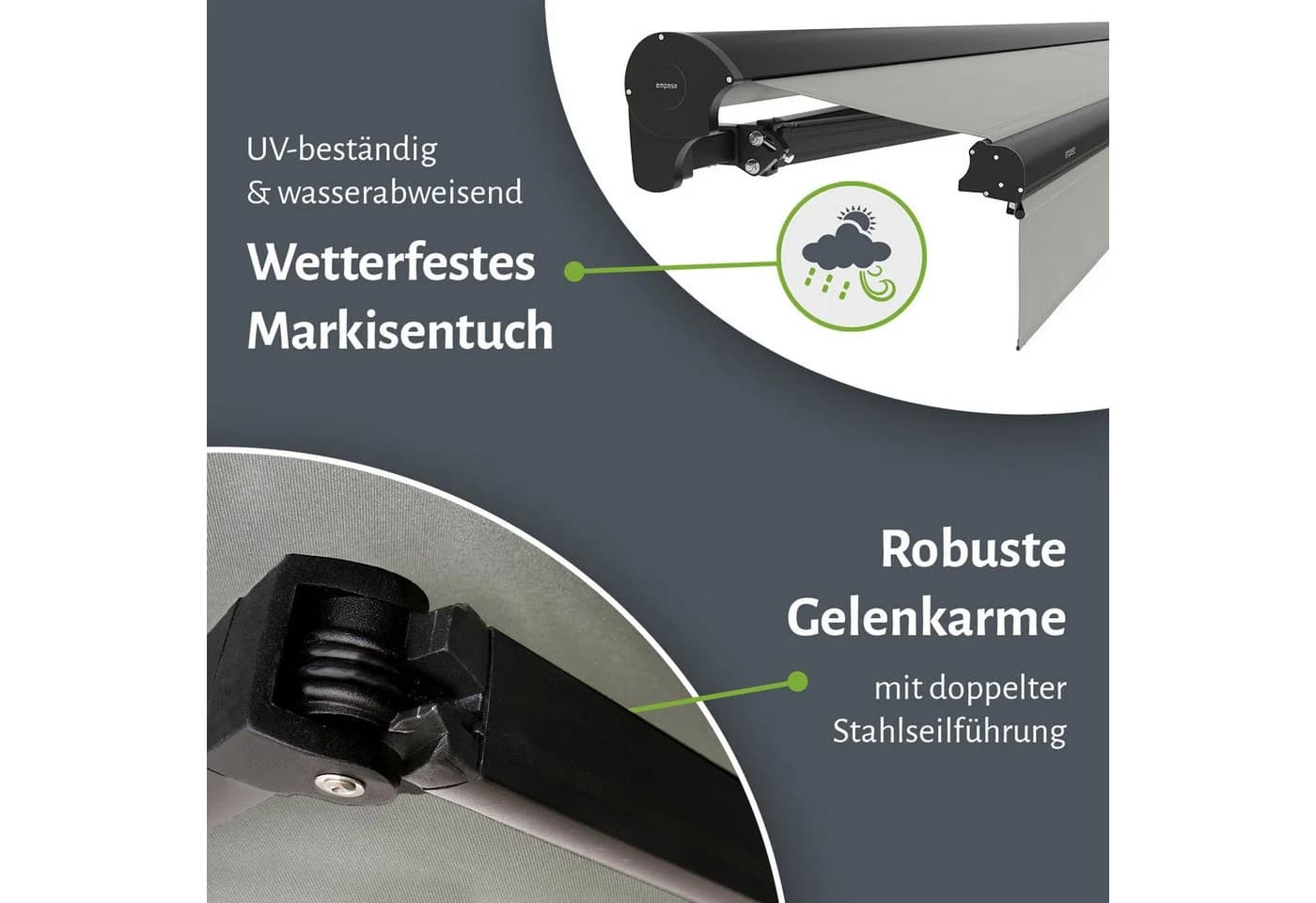 empasa Kassettenmarkise "EXPERT" Elektro Halbkassettenmarkise Anthrazit - Bild 5