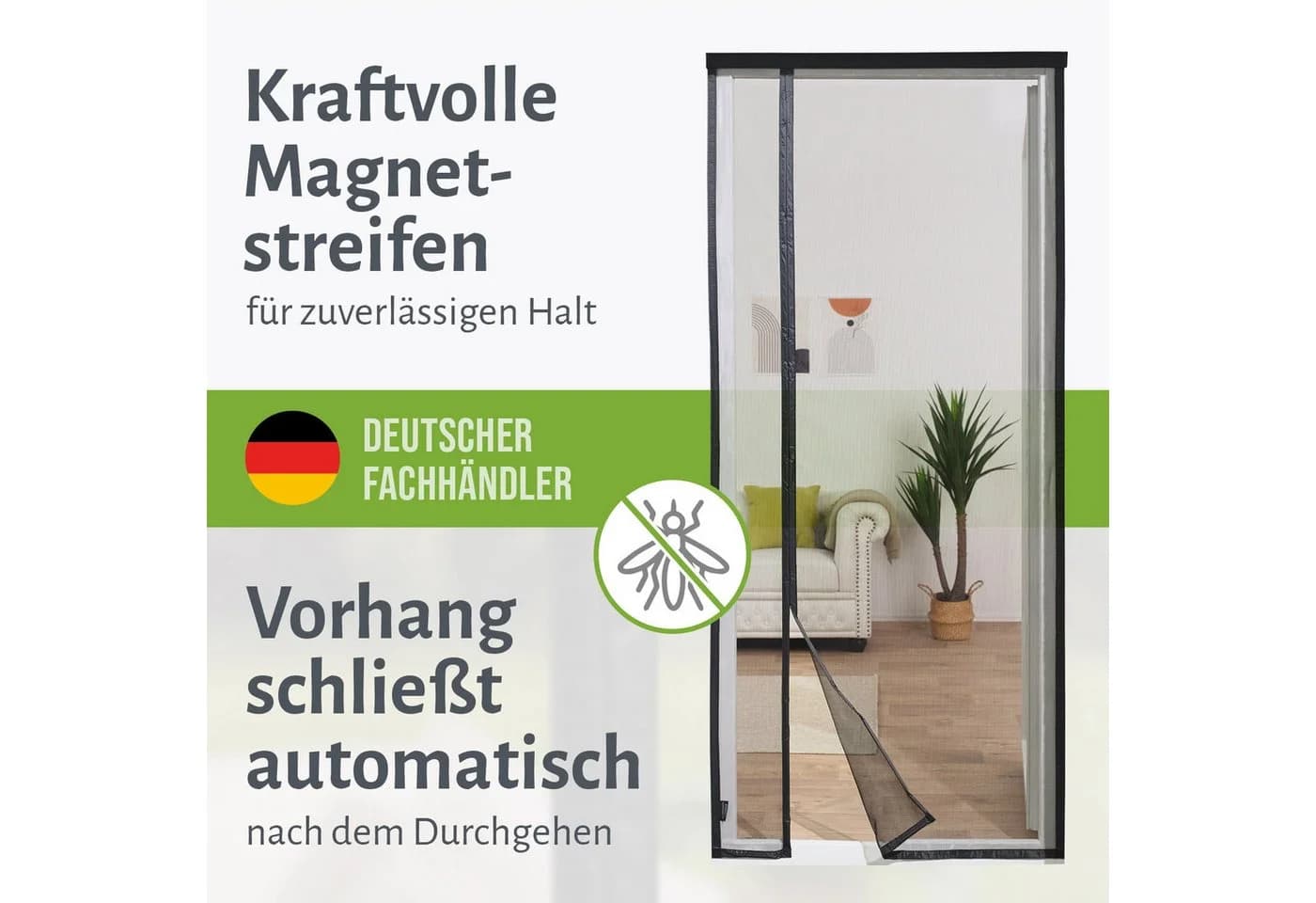 empasa Insektenschutz-Vorhang DELUXE Schwarz mit Magnetverschluss - Bild 3