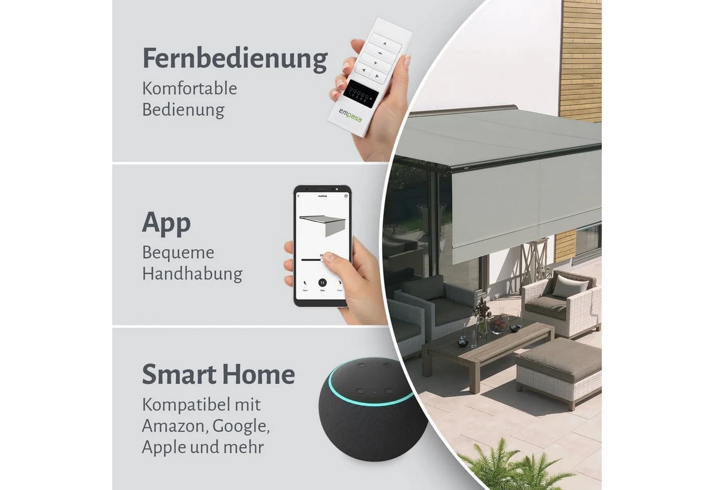 empasa Kassettenmarkise EXPERT PLUS Elektrisch Anthrazit Smart Home - Bild 3