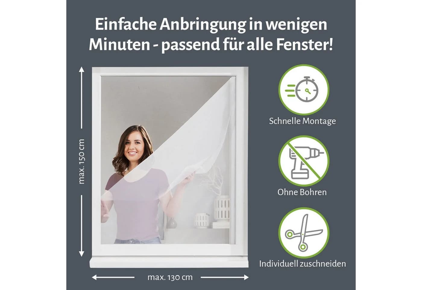 empasa Fliegengitter mit Klettband & Magnet, Polyester Insektenschutz