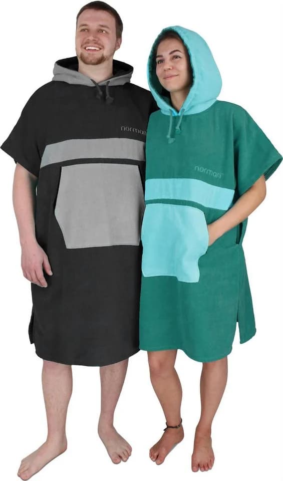 normani Surfer Poncho Baumwolle Kapuze Schlupf Badeponcho - Bild 4