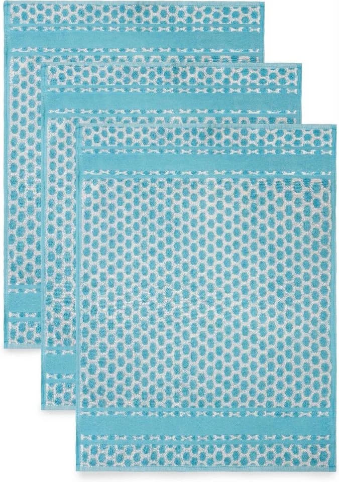 Aspero Geschirrtuch 3er Pack Frottee Baumwolle Blau Saugstark