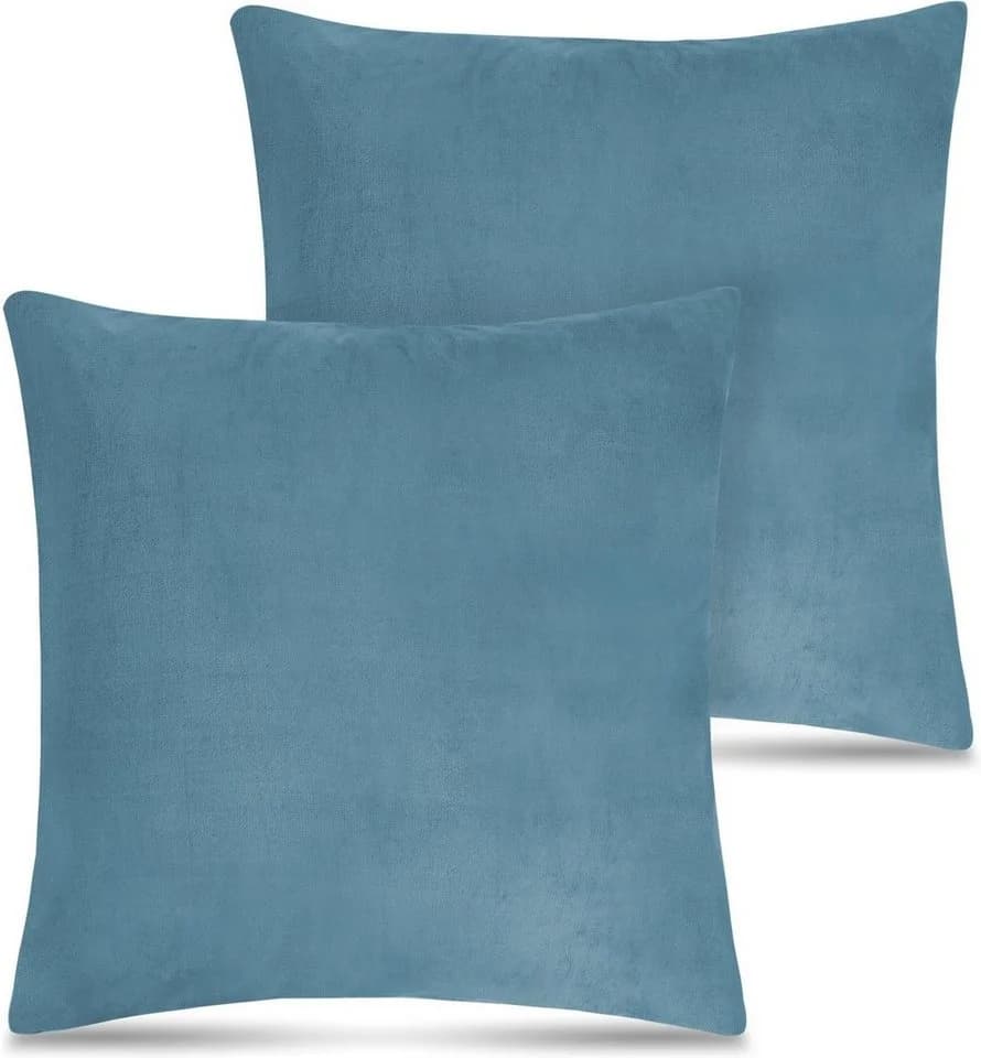 Aspero Kissenbezüge 2er Set Asmara Blau Flanell Kuschelweich - Bild 2
