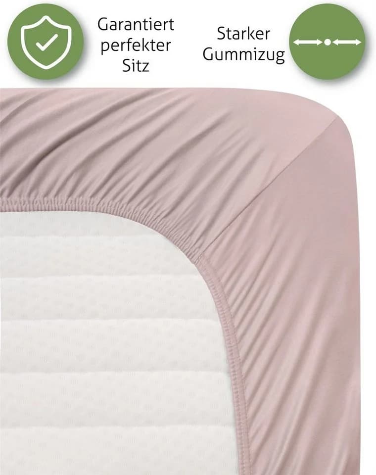 Aspero Spannbettlaken 100 % Bambus Interlock Grau/Rosa - Bild 4