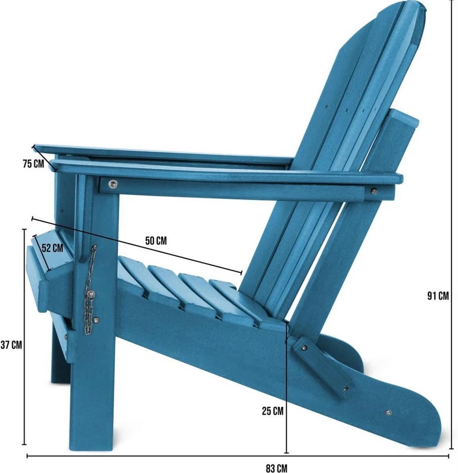 Aspero Adirondack Gartenstuhl Blau Klappbar HDPE - Bild 4