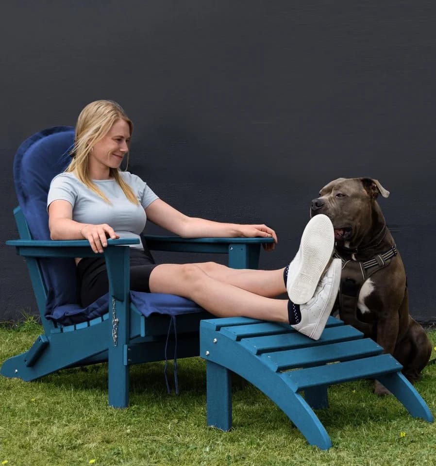 Aspero Adirondack Gartenstuhl Blau Klappbar HDPE - Bild 5