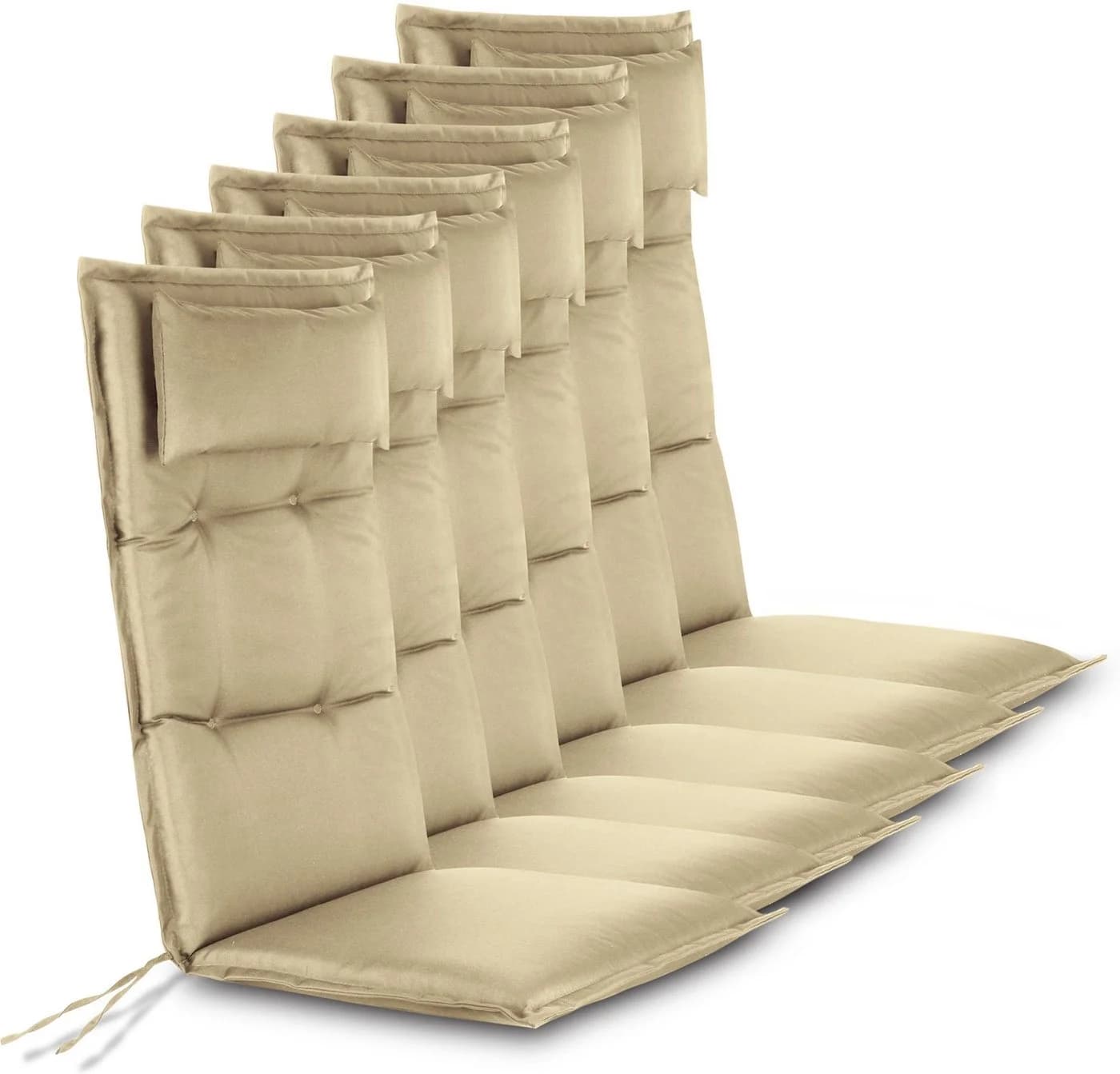 Aspero Hochlehnerauflage 6-tlg. Beige Wasserdicht mit Kopfkissen - Bild 2
