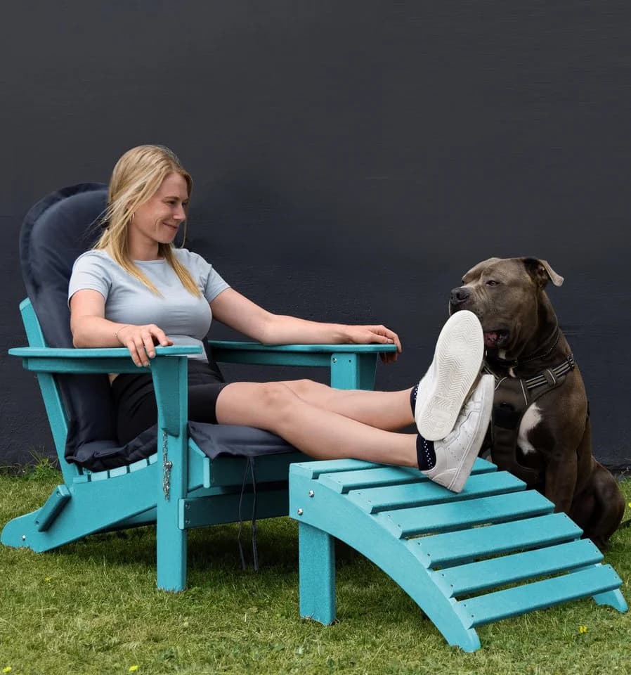Aspero Gartenstuhl Adirondack mit Fußstütze Grau HDPE Klappbar - Bild 5