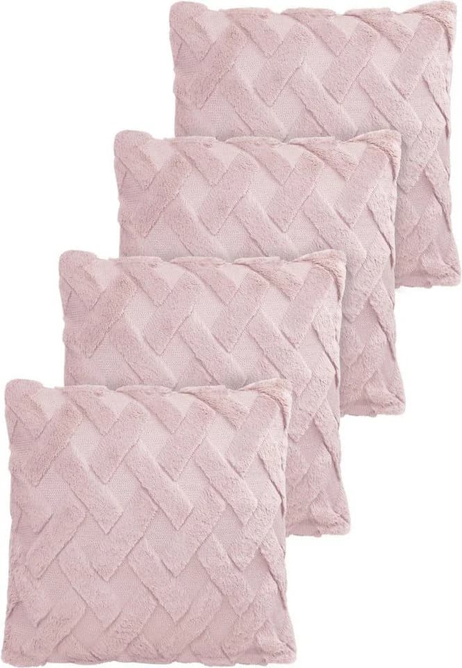 Aspero Dekokissen 4er Set Kissenbezüge Sofia Plüsch Couchkissen 45 x 45 cm - Bild 2