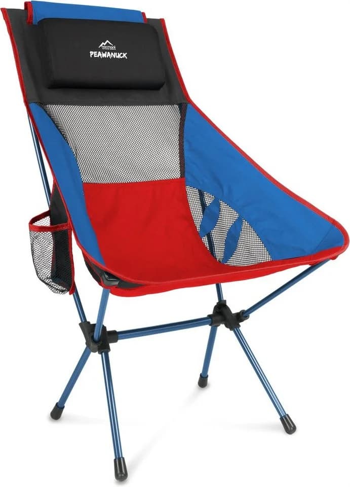 normani Peawanuck Ultraleichter Campingstuhl Blau/Rot mit Kopfkissen - Bild 3