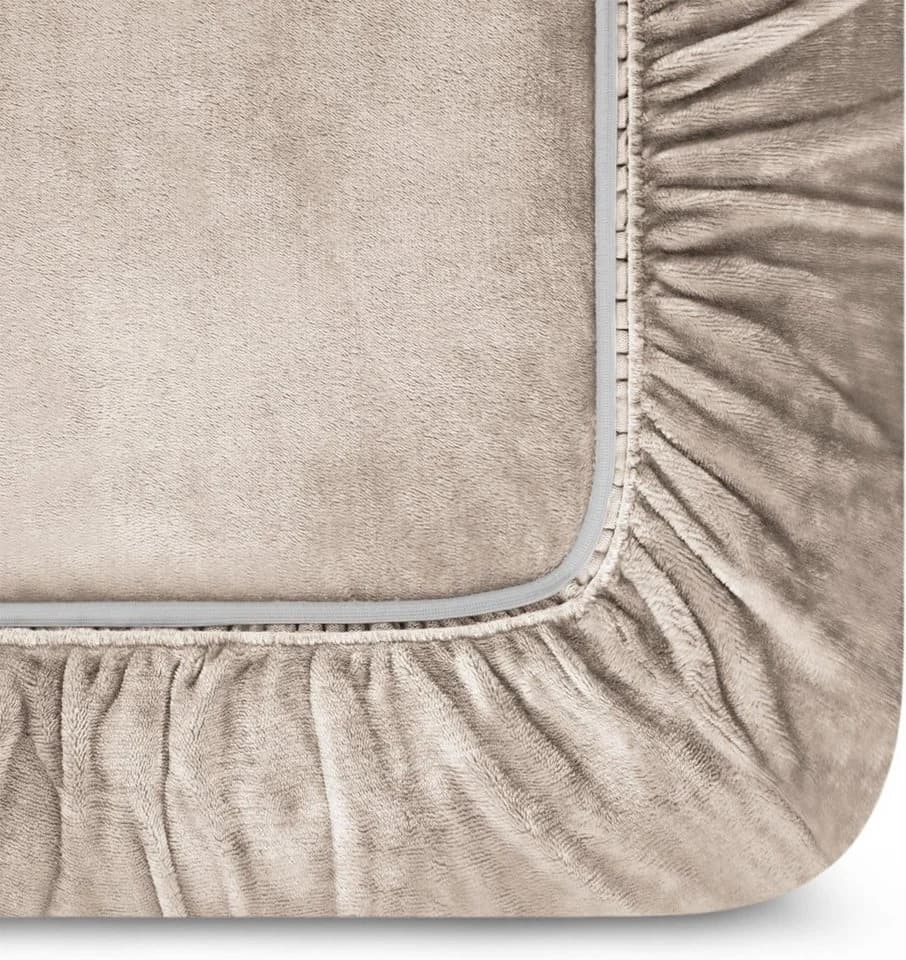 Aspero Flanell-Spannbettlaken PERPIGNAN Taupe 100% Polyester - Bild 5
