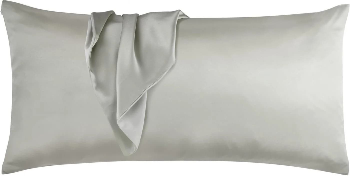 Aspero Kissenbezüge 2x Satin 40x80 cm Hellgrau