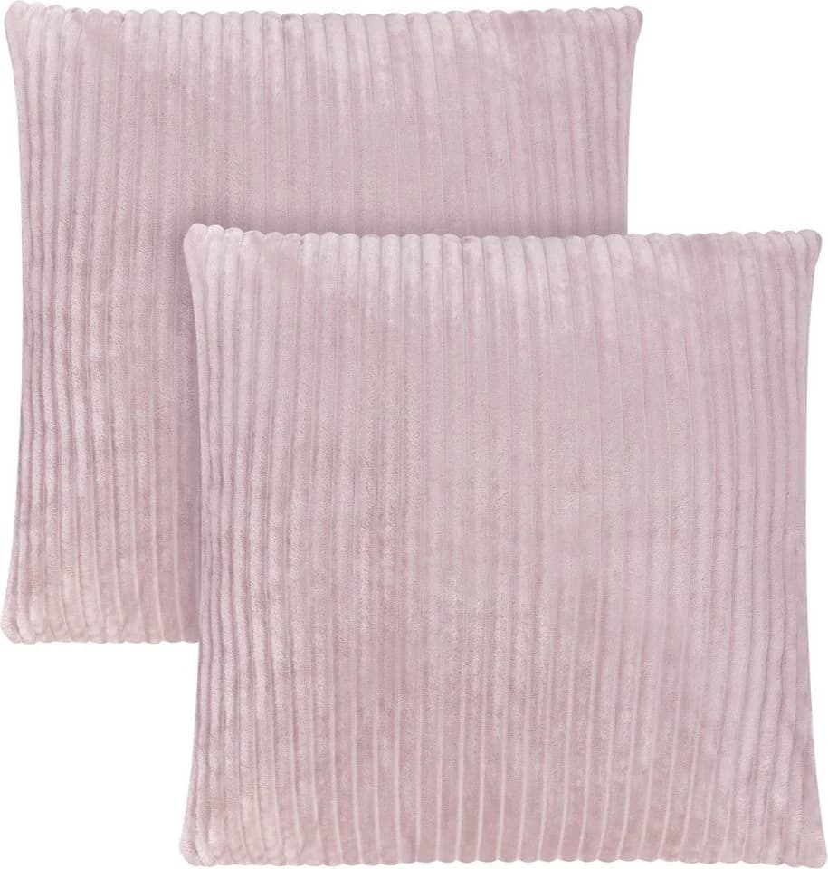 Aspero Kissenbezug 2-tlg. Streifen-Flanell 80x80 cm Rosa - Bild 2