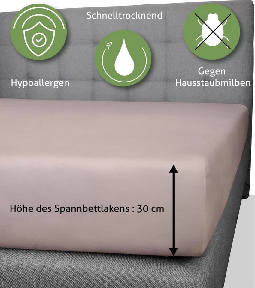 Aspero Spannbettlaken Bambus Rosa Interlock Rundum-Gummierung - Bild 4