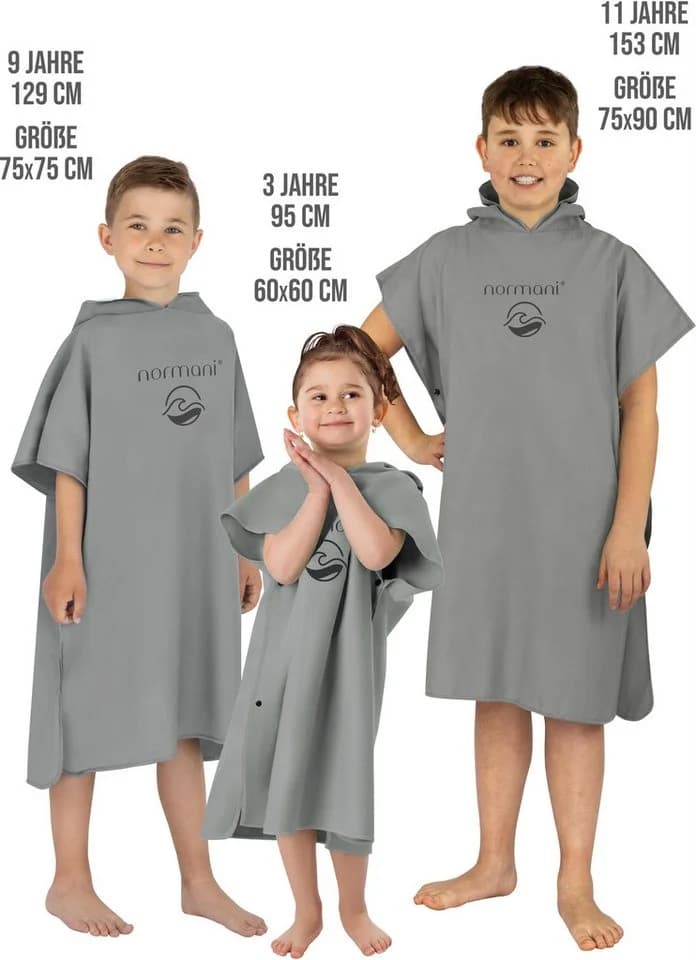 normani Badeponcho Polyester Kapuze Schlupf Strand-Poncho für Kinder von 2-13 Jahren
