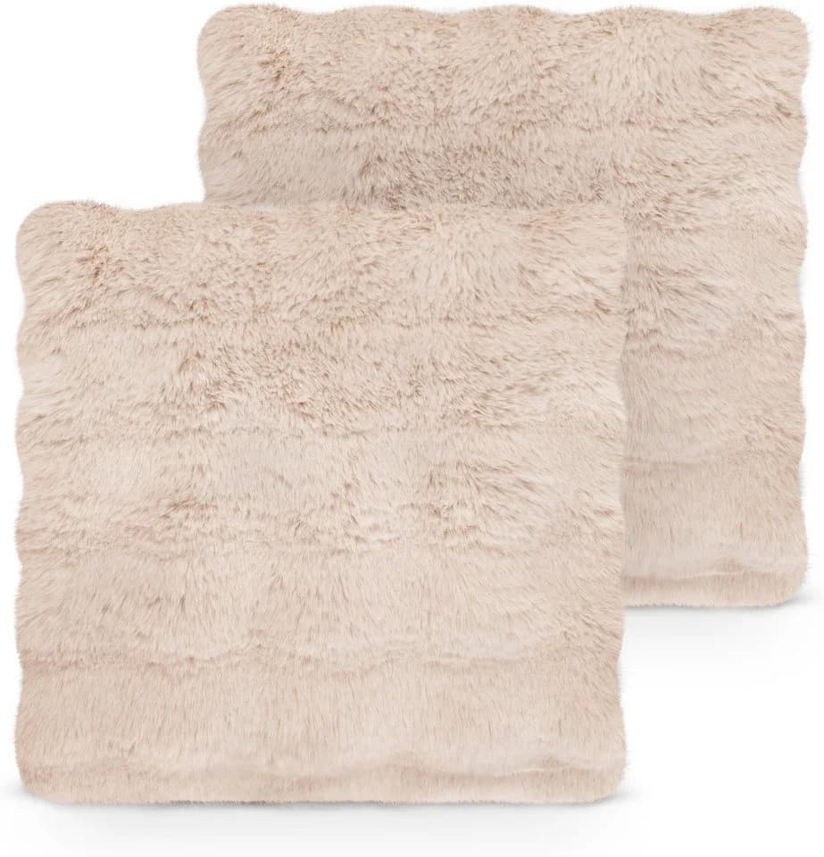 Aspero Kissenbezüge Fellimitat Beige 45x45 cm 2er Set - Bild 2