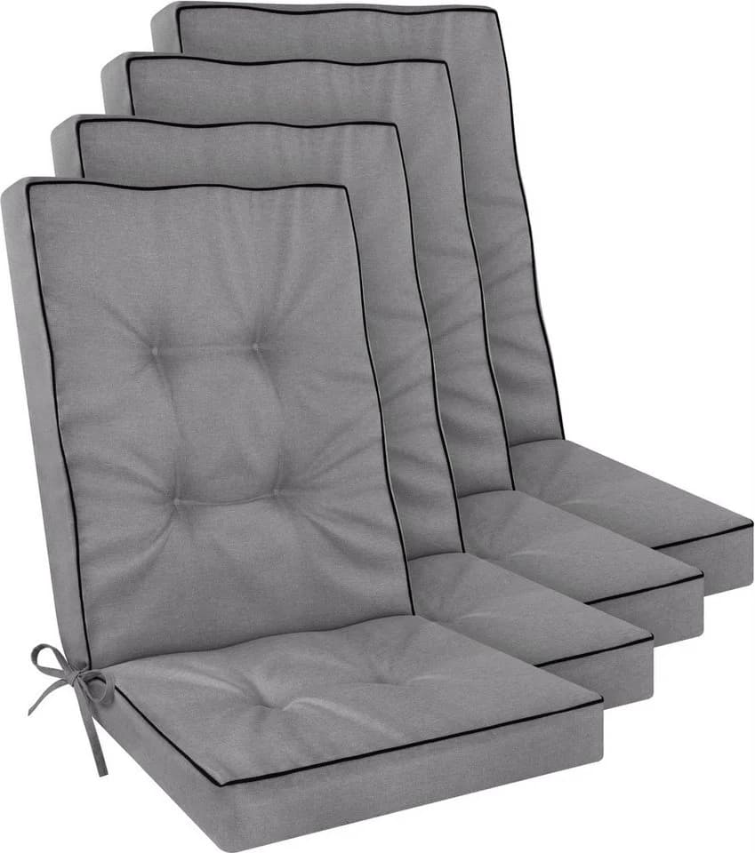 Aspero Alicante Stuhlauflage 4er Set Grau PU-Schaum wasserabweisend - Bild 2