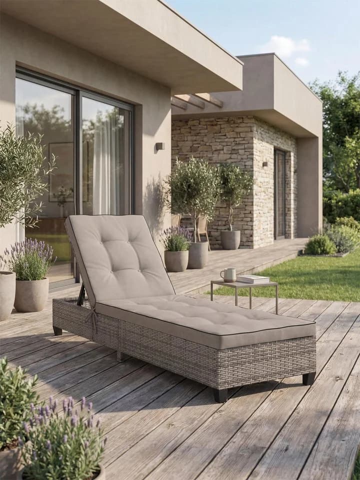 Aspero Saragossa Garten-Liegenauflagen 2er Set Beige Wasserdicht
