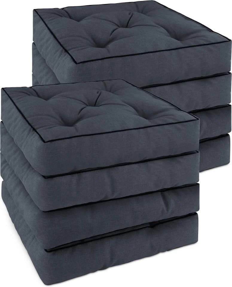 Aspero Sitzauflage 8er Set Grau Polyester Stuhlkissen - Bild 2