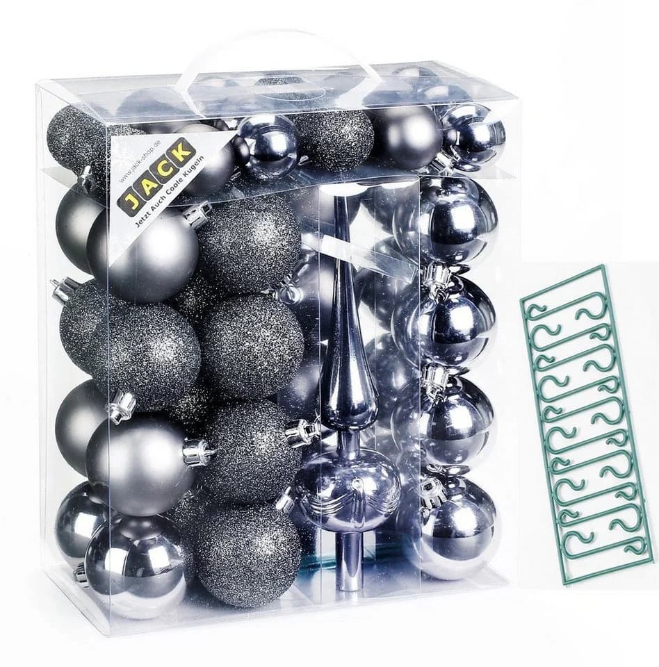 JACK Christbaumschmuck 47x Kunststoff Christbaumkugeln Ø 4+6cm mit Spitze+Haken - Bild 2