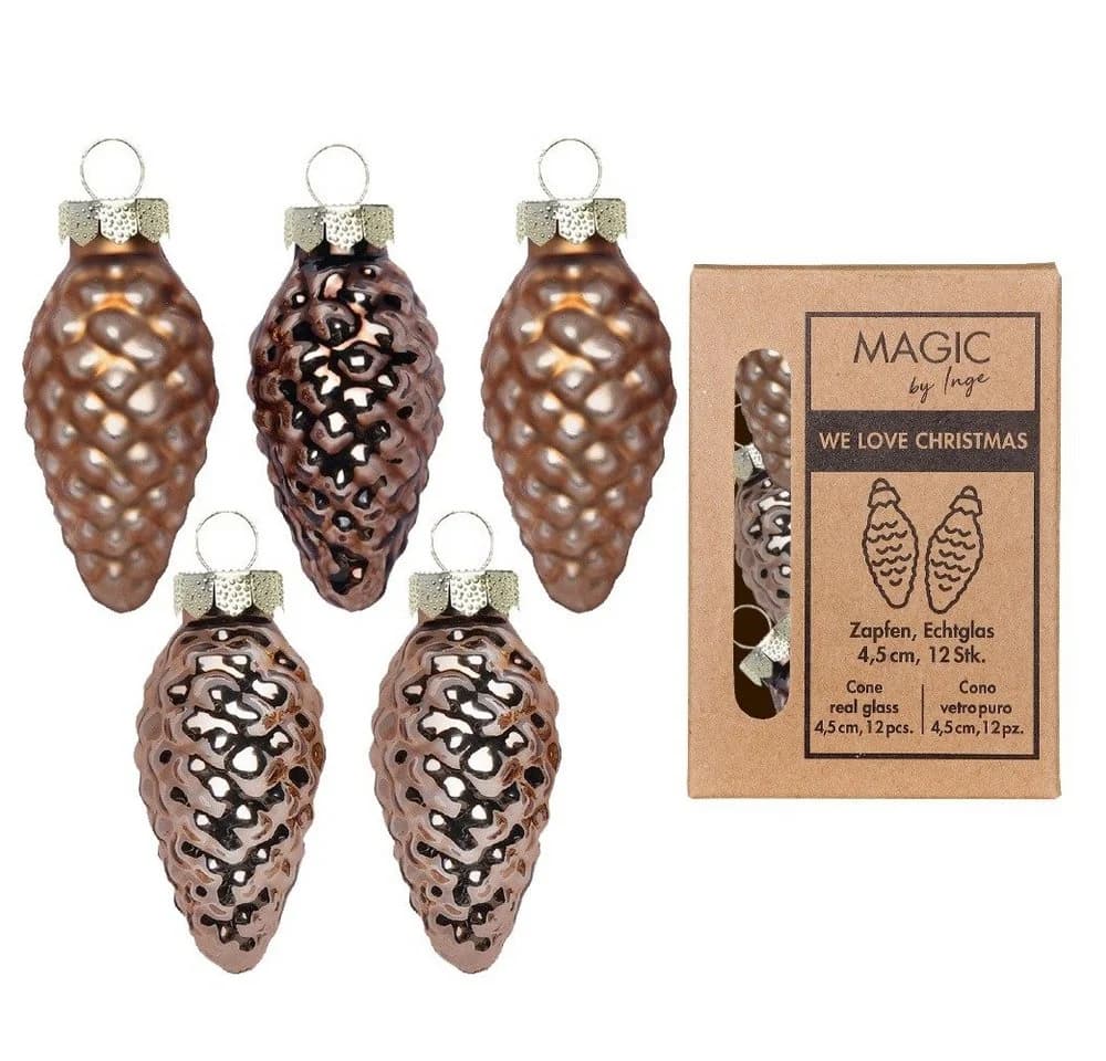 MAGIC by Inge Christbaumschmuck Zapfen 4,5cm Glas 12 Stück - Elegant Lounge