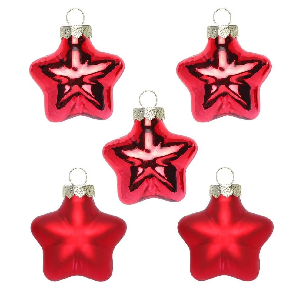 Holly & Jolly Christbaumschmuck Sterne 4cm Glas 8 Stück Rot