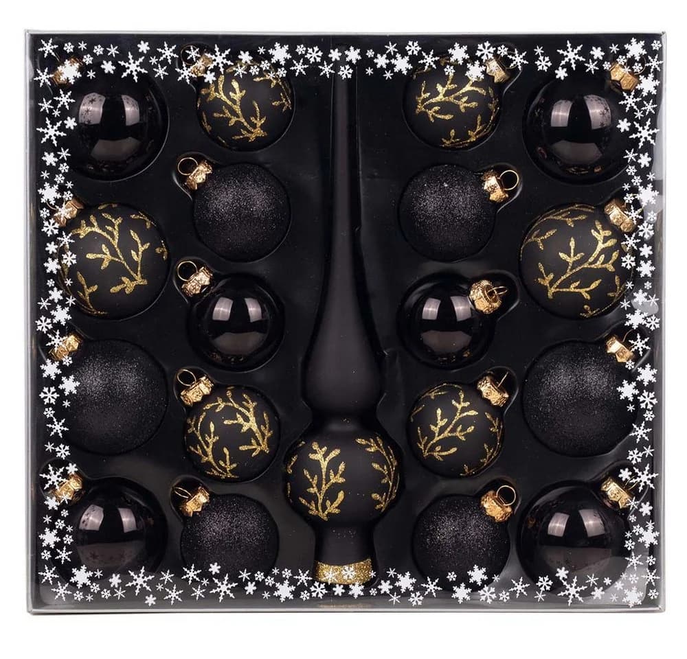 MAGIC by Inge Weihnachtsbaumkugeln 19 Stk Ebony Black mit Spitze - Bild 2
