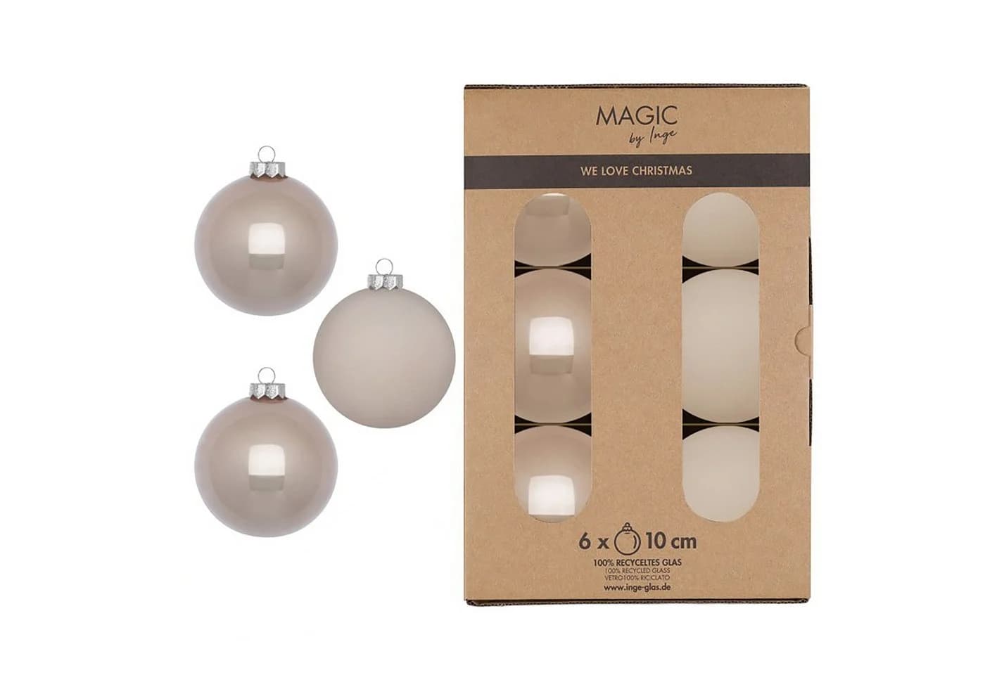 MAGIC by Inge Weihnachtsbaumkugel Fine Alabaster 10cm 6 Stück