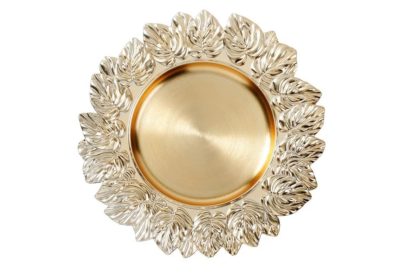 Holly & Jolly Dekoteller 35cm Kunststoff Blattornamente Gold