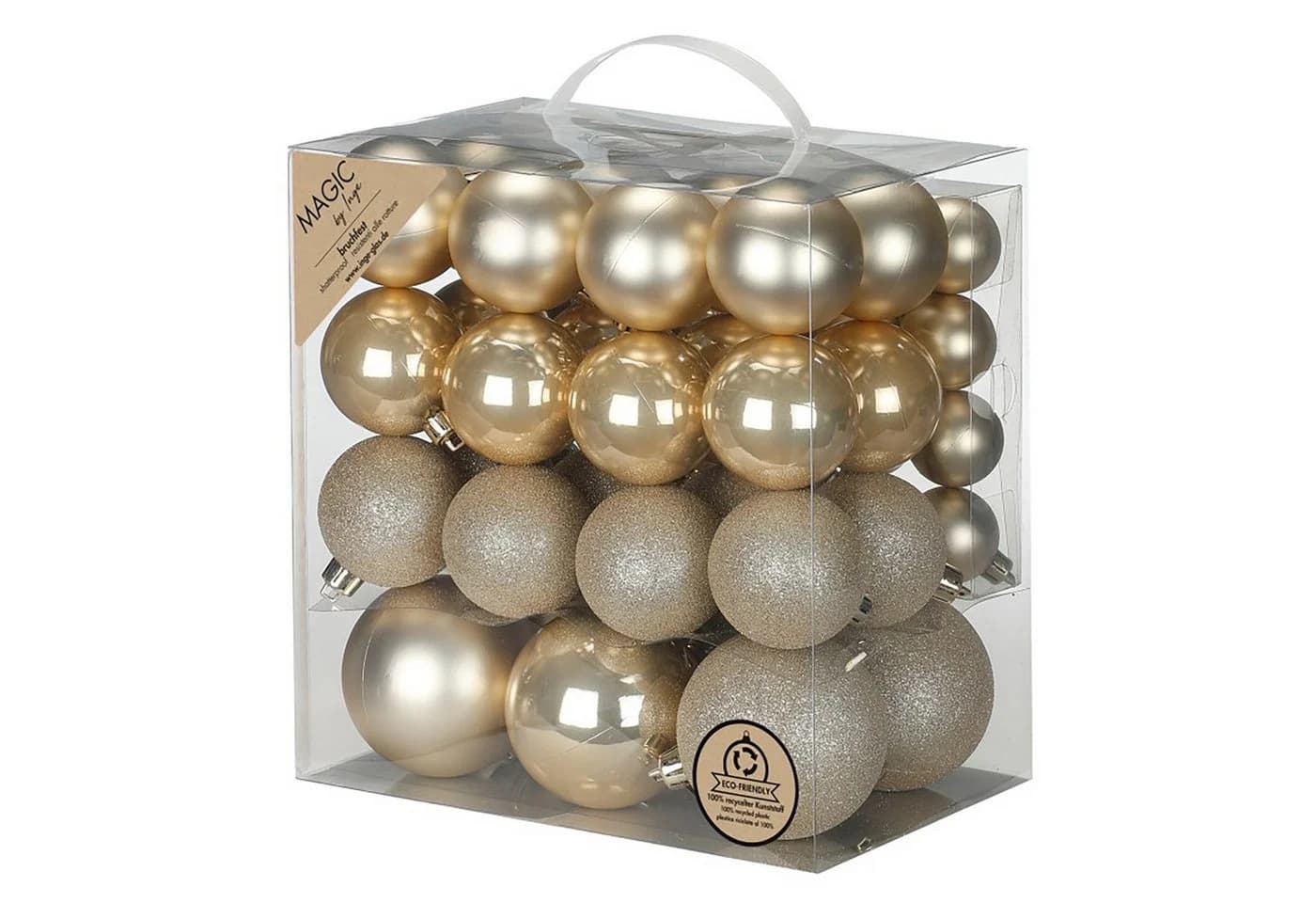 Holly & Jolly Weihnachtsbaumkugel Mix 54er Set Creamy Gold Kunststoff