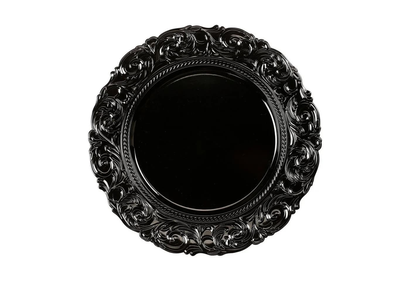 Holly & Jolly Dekoteller 33cm Schwarz Barock-Muster