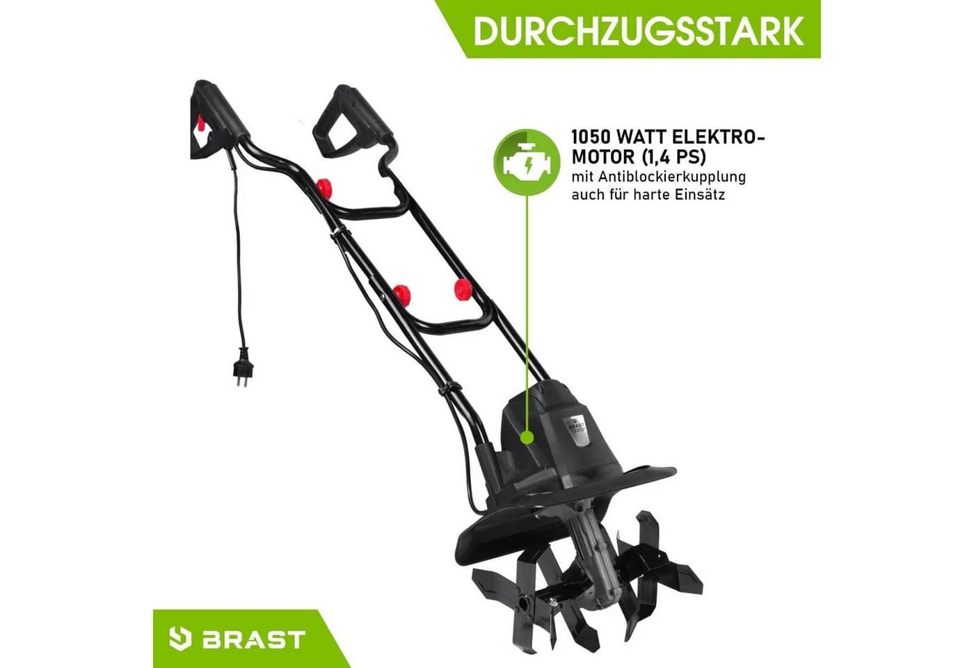 BRAST Elektro Motorhacke 1050W Gartenfräse mit 16 Hackmessern - Bild 3