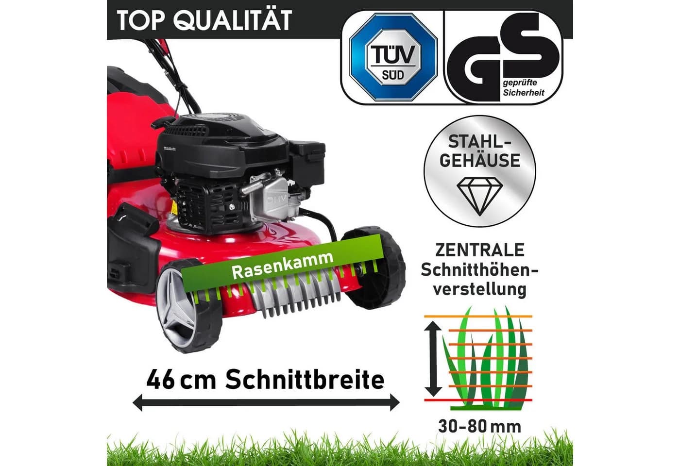 BRAST Benzinrasenmäher 4,76PS RED LINE 46 cm Schnittbreite - Bild 3