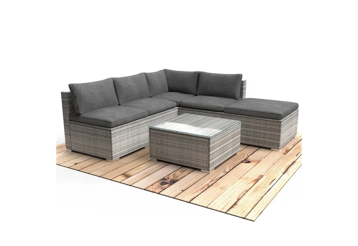 BRAST Gartenlounge-Set Oase 4-tlg. Grau Polyrattan Aluminium - Bild 2