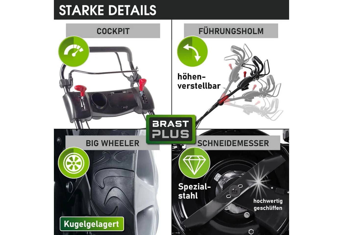 BRAST Benzinrasenmäher 18170 SPEED 46cm Schnittbreite 4-Takt Motor - Bild 4