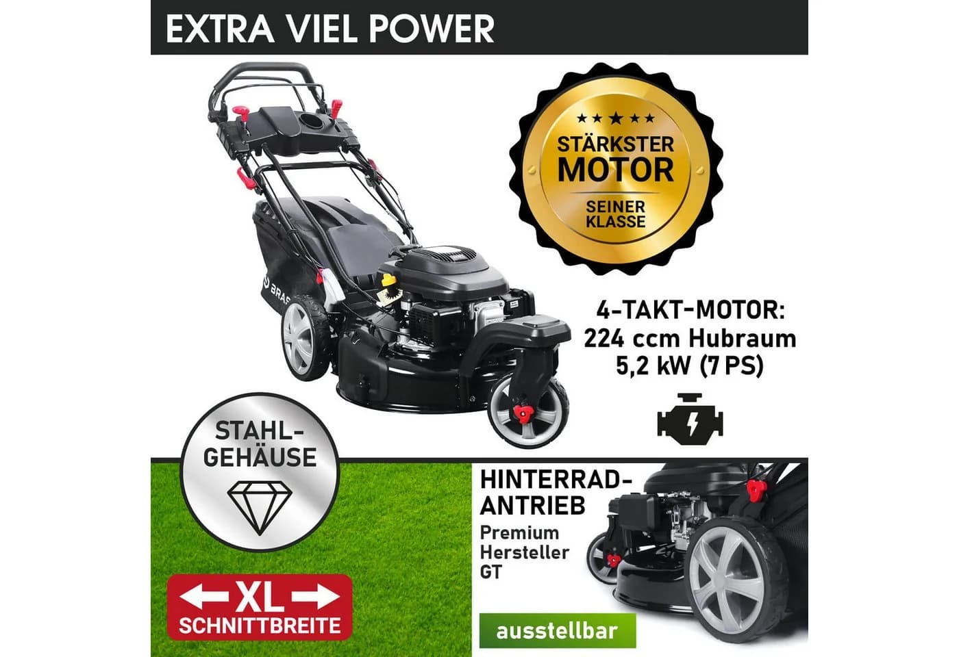 BRAST Benzinrasenmäher Trike 5,2kW(7PS) Elektrostart 4-Takt - Bild 3